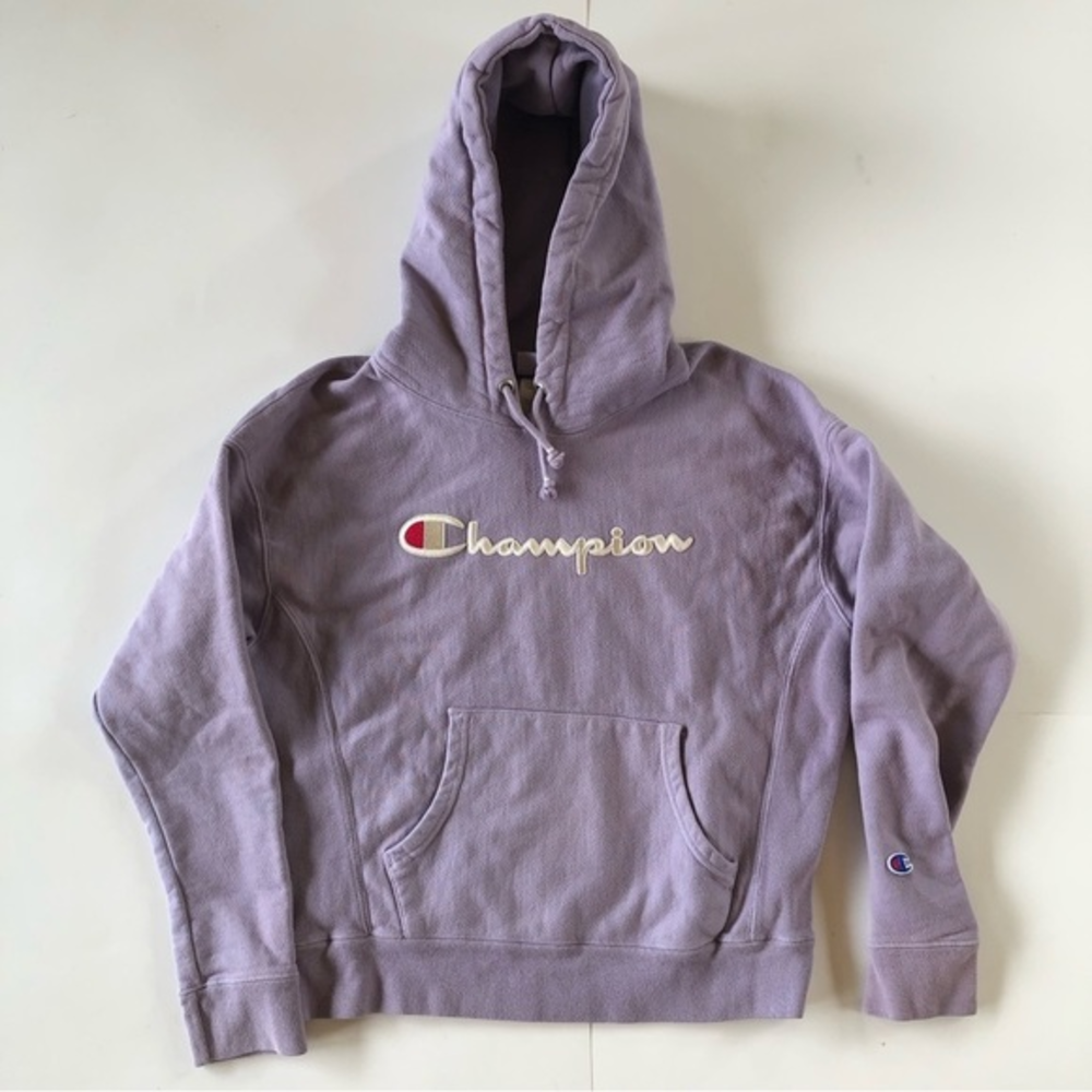 3/$15 Champion Reverse Weave Womens‎ Hoodie Size M Mauve with full spell out